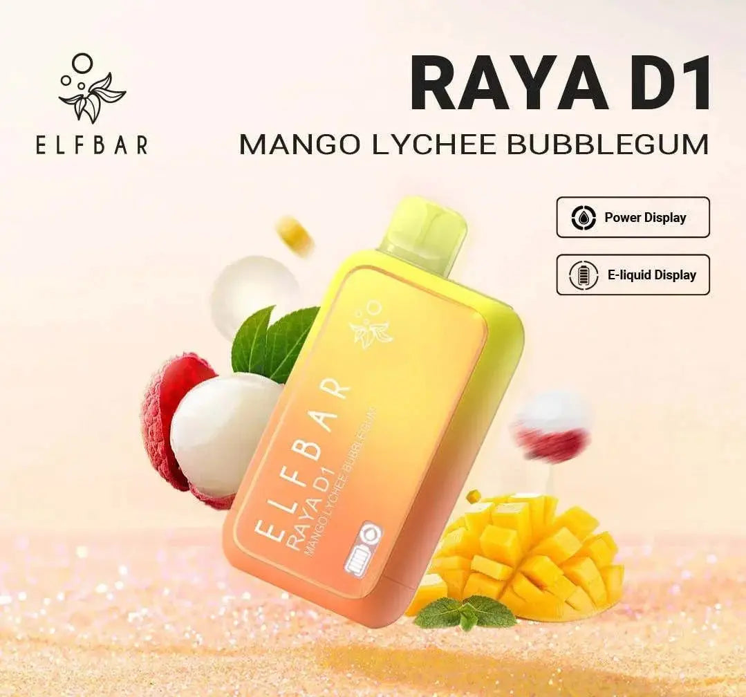 ELF BAR RAYA D1 – Mango Lychee Bubblegum - Vape Shop Gurgaon VapeshopGurgaon
