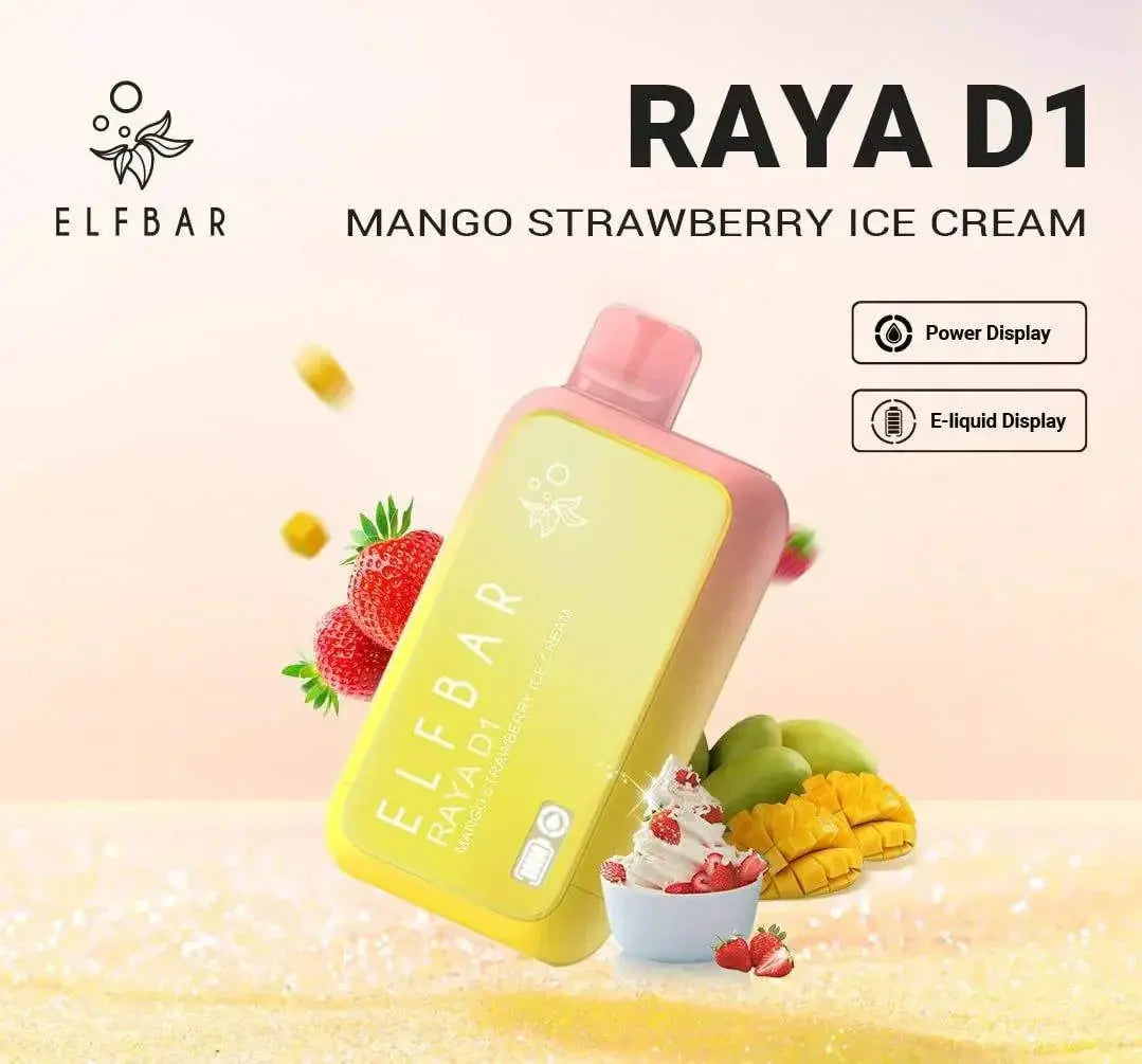 ELF BAR RAYA D1 – Mango Strawberry Ice Cream - Vape Shop Gurgaon VapeshopGurgaon
