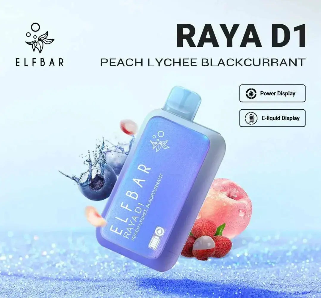 ELF BAR RAYA D1 – Peach Lychee Blackcurrant - Vape Shop Gurgaon VapeshopGurgaon